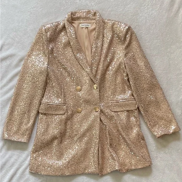 Impressions | Dresses | Gold Sequin Blazer Dress | Poshmark